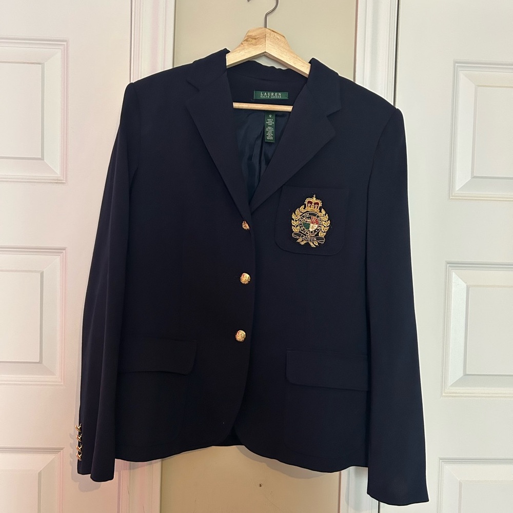 Ralph Lauren Black and Gold Blazer with Notched Lapels